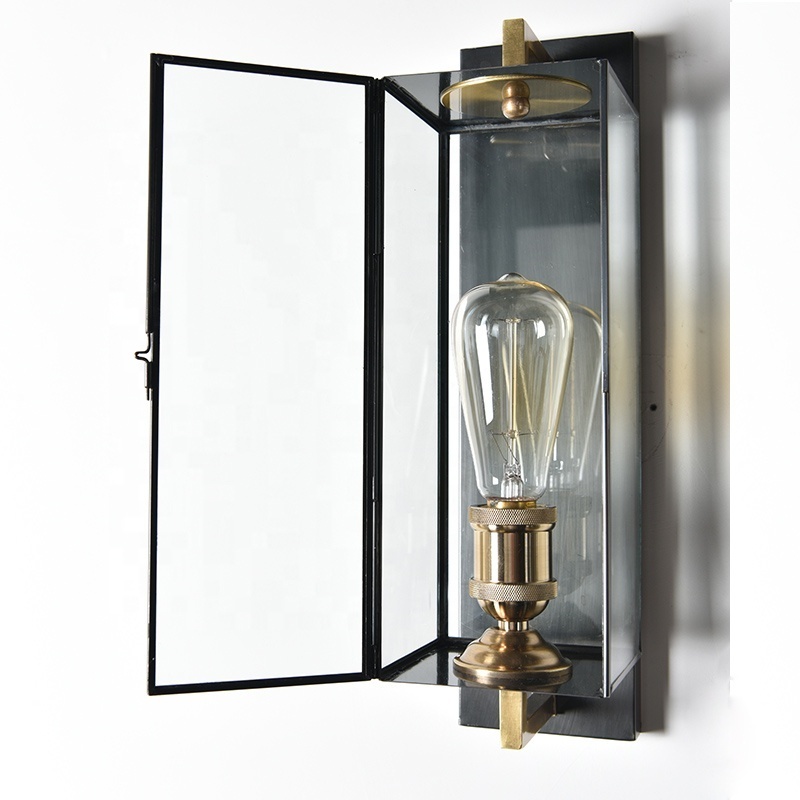 modern Garden brass wall light fancy indoor home vanity mirror light glass wall lamp