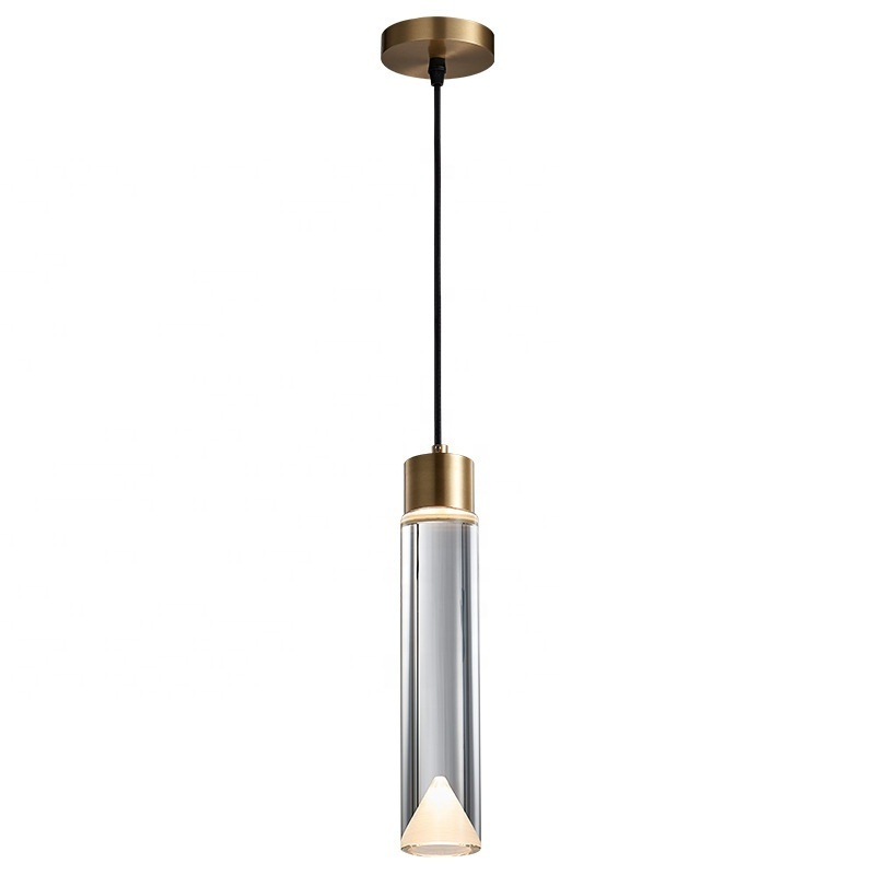 Modern single led pendant light Cylinder crystal hanging lighting fixture Kitchen Island Lighting