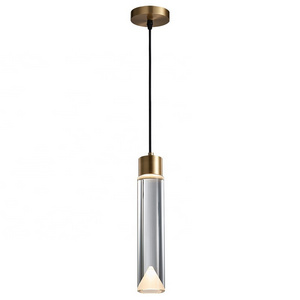 Modern single led pendant light Cylinder crystal hanging lighting fixture Kitchen Island Lighting