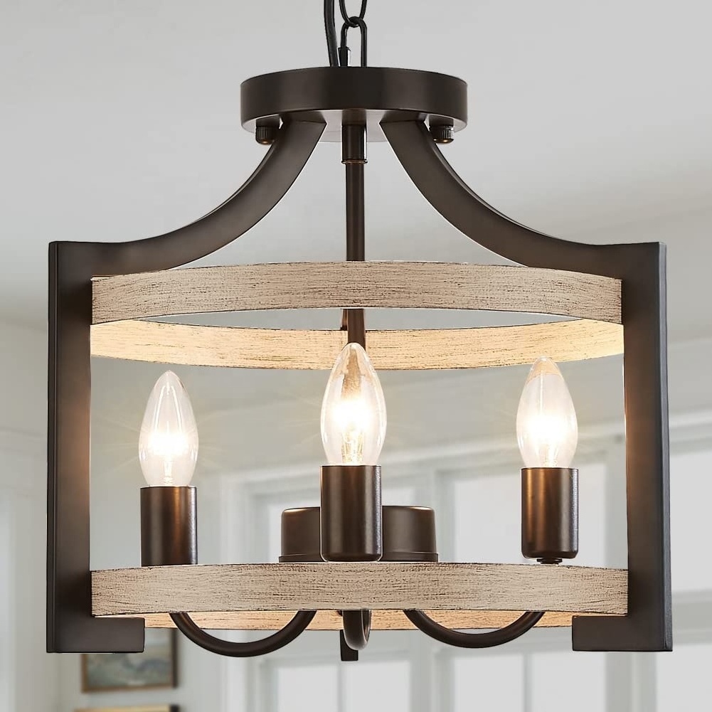 Pendant Lighting for Kitchen iron Vintage Semi Flush Mount farmhouse Ceiling Light