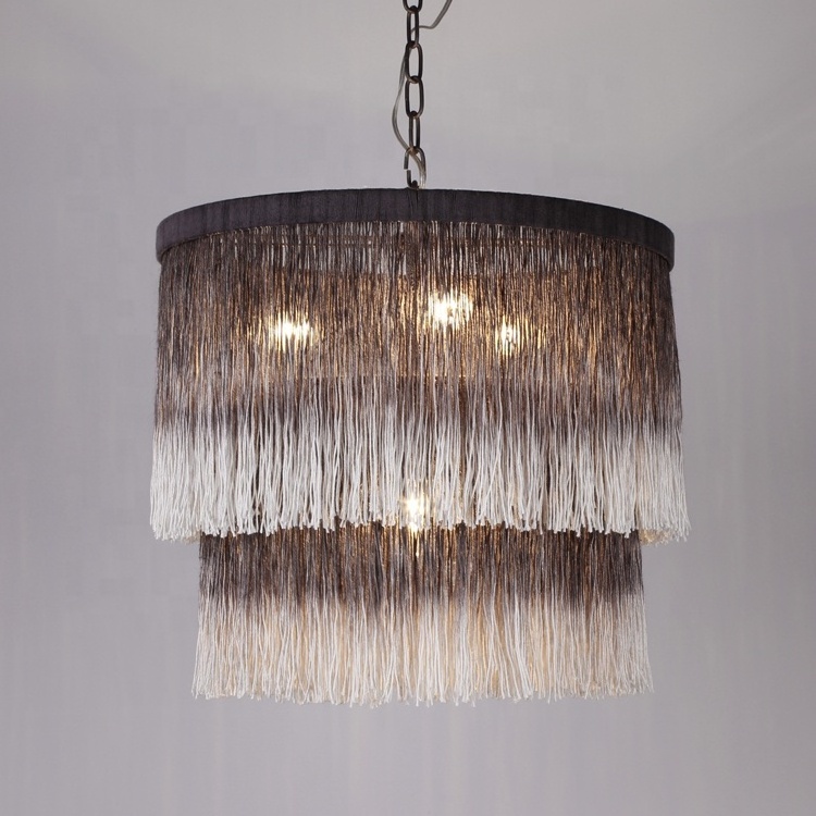 hot sell bohemia hemp rope pendant light  fringe light fixture for dining room