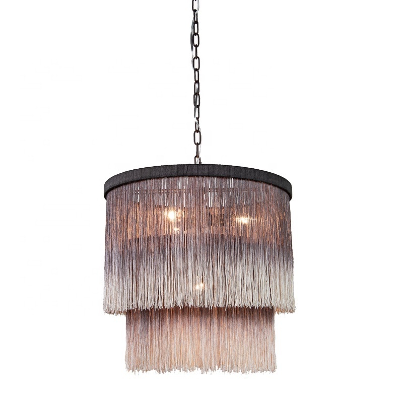 hot sell bohemia hemp rope pendant light  fringe light fixture for dining room