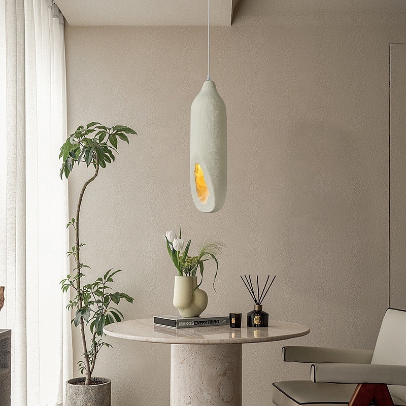 Plaster Pendant Lights Unique White Hanging Light Fixtures Modern Pendant Lamp for living Room