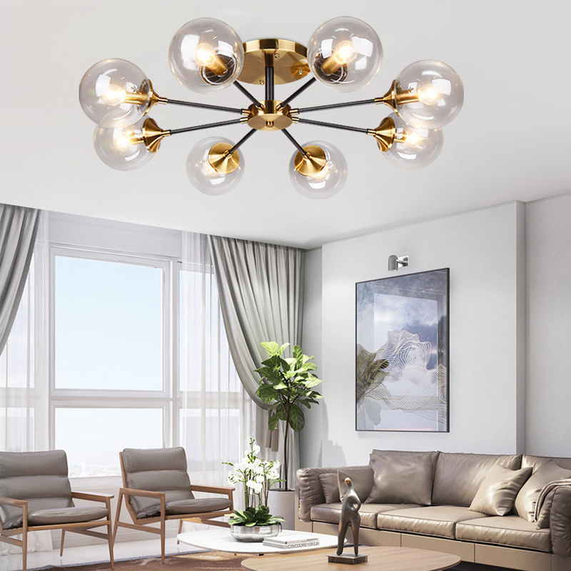 Postmodern LED lights Glass ball lamps Nordic hanging lights bedroom lighting fixtures living room chandelier ceiling