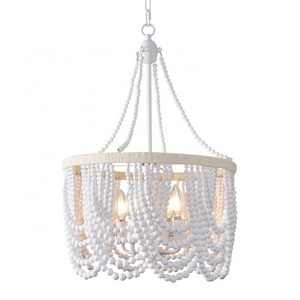 modern design boho wood beaded chandelier white decorative light hanging light made in China