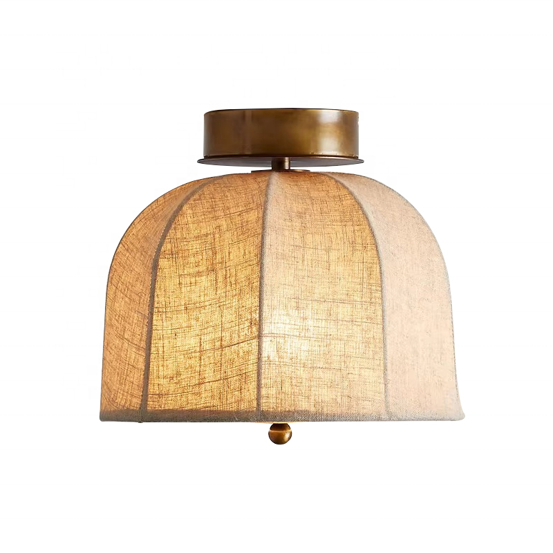 Classic Drum Linen Shade Ceiling light indoor antique ceiling lamp round ceiling lamp for indoor home lighting