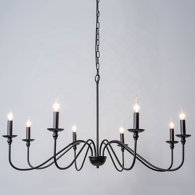 New design simple elegant six-light iron Lucca chandelier black metal light fixture made in China