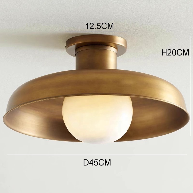 Wholesale Farmhouse round Iron Flush mount For foyer Glass shade Led Ceiling Light for dining room