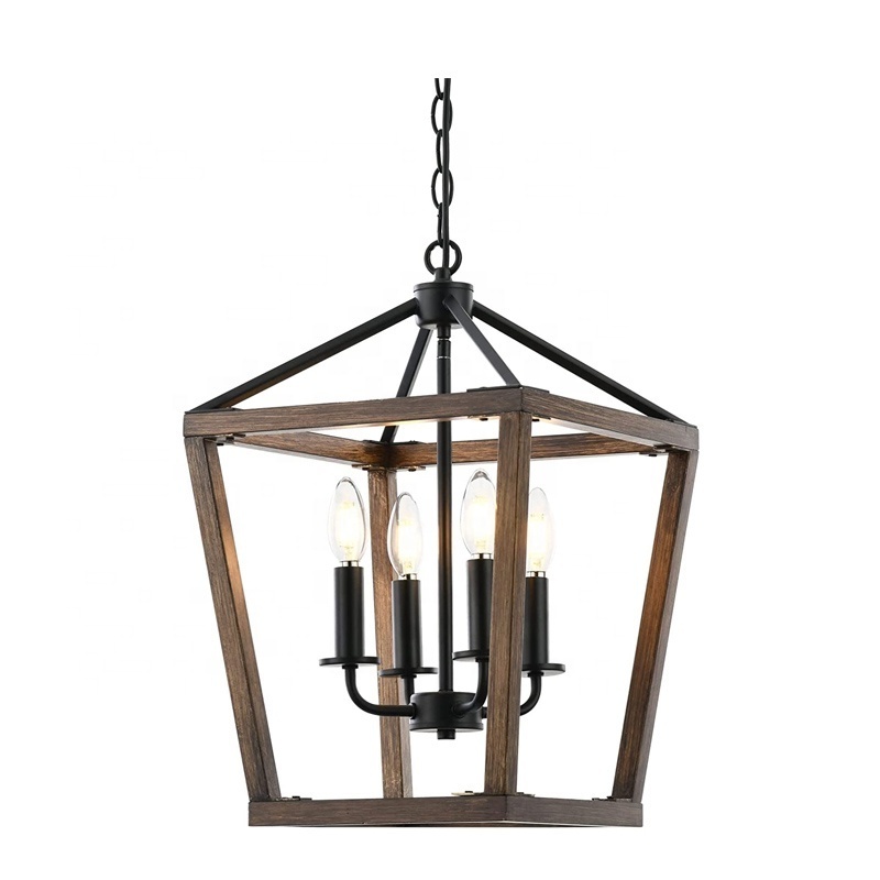 4 Lights Farmhouse Kitchen Island Lighting Dining Room Rustic Chandelier  Lantern Pendant Light for Hallway Foyer