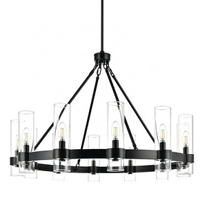 modern farmhouse black chandelier restaurant lighting wheel pendant light for living room