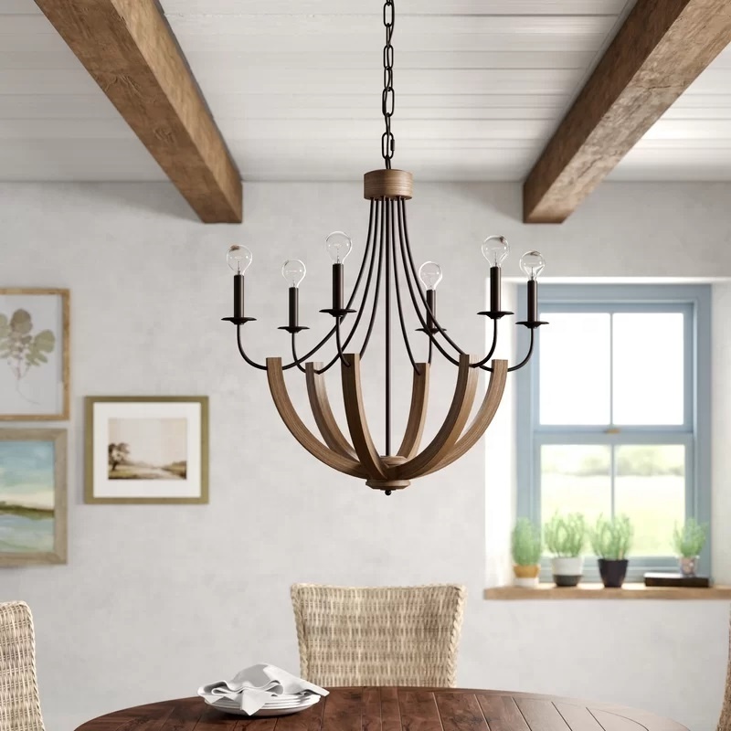 Farmhouse Lighting Entryway rustic Lantern Pendant Lamp wooden Chandelier For Dinning Room