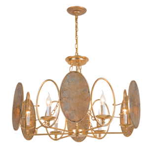 6-lights American vintage glass chandelier antique gold pendant light fixture