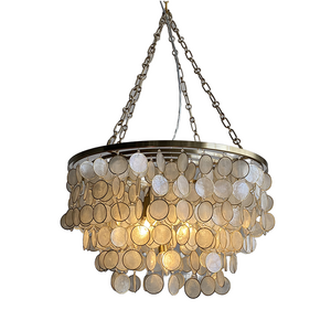 New Design modern Shell Chandelier Capiz coastal gold brass pendant light Living Room Restaurant