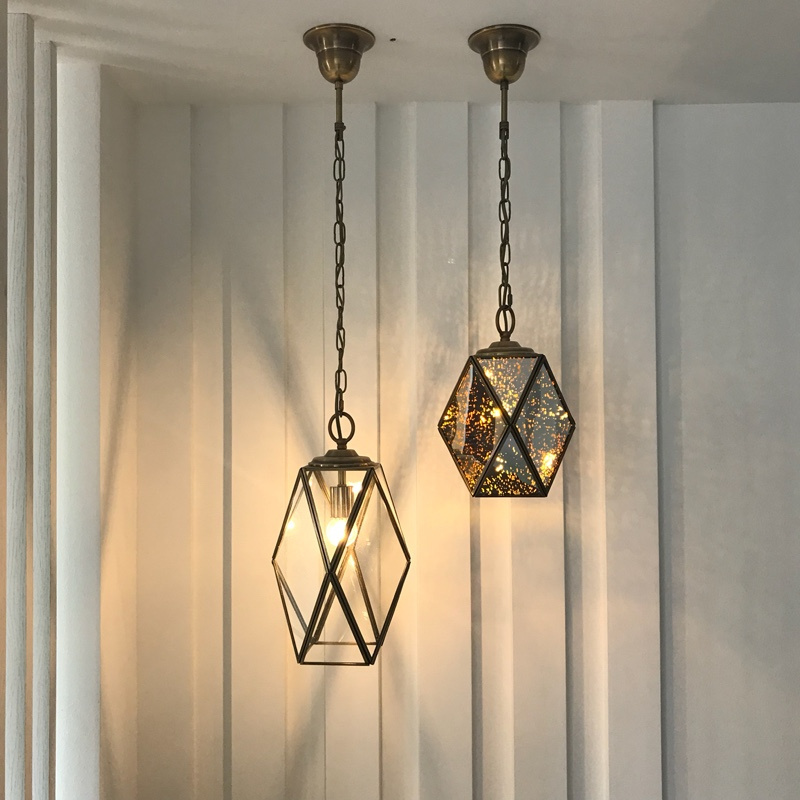 New antique brass  glass single pendant light fixture for kitchen room