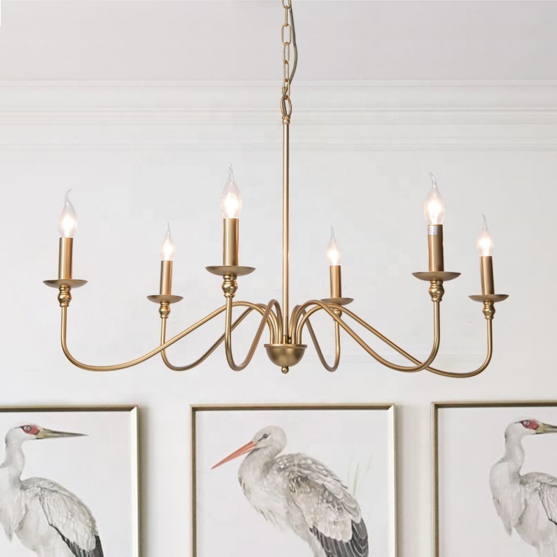 New design simple elegant six-light iron Lucca chandelier black metal light fixture made in China