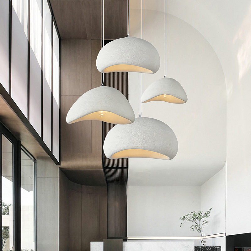 Modern Pendant Light Kitchen White wabi-sabi Minimalist Dome Hanging Light Pendant Lamp for Dining Room