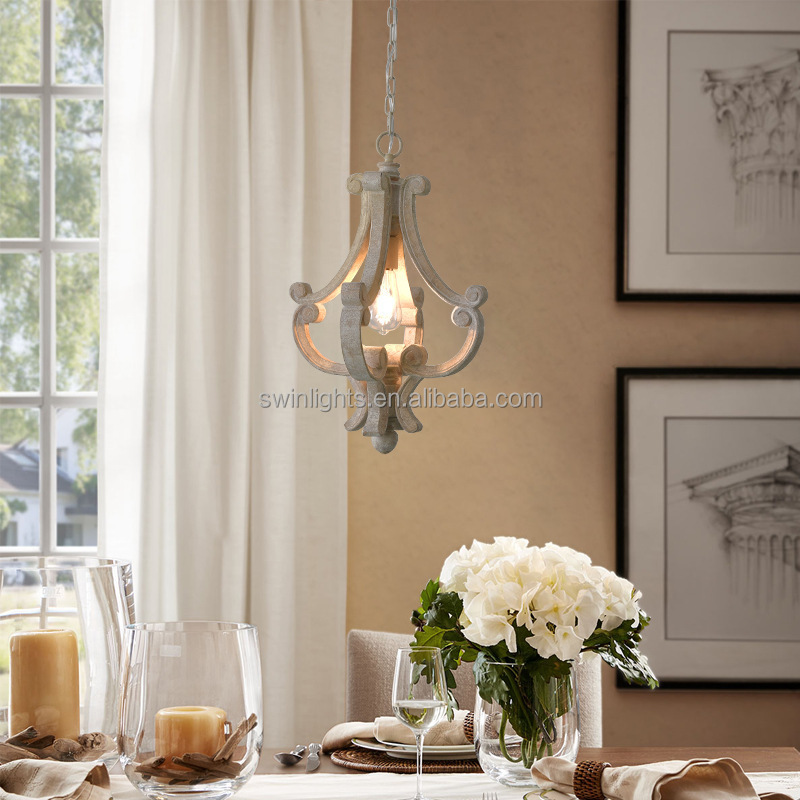 New design single light wood Pendant Light vintage Hanging Light fixture for Dining Room Entryway