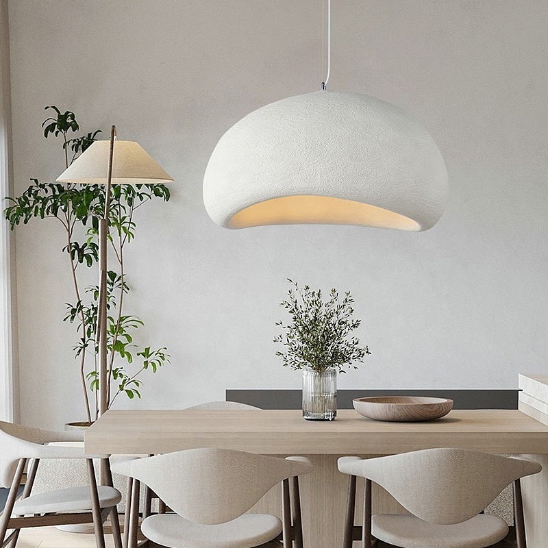 Modern Pendant Light Kitchen White wabi-sabi Minimalist Dome Hanging Light Pendant Lamp for Dining Room