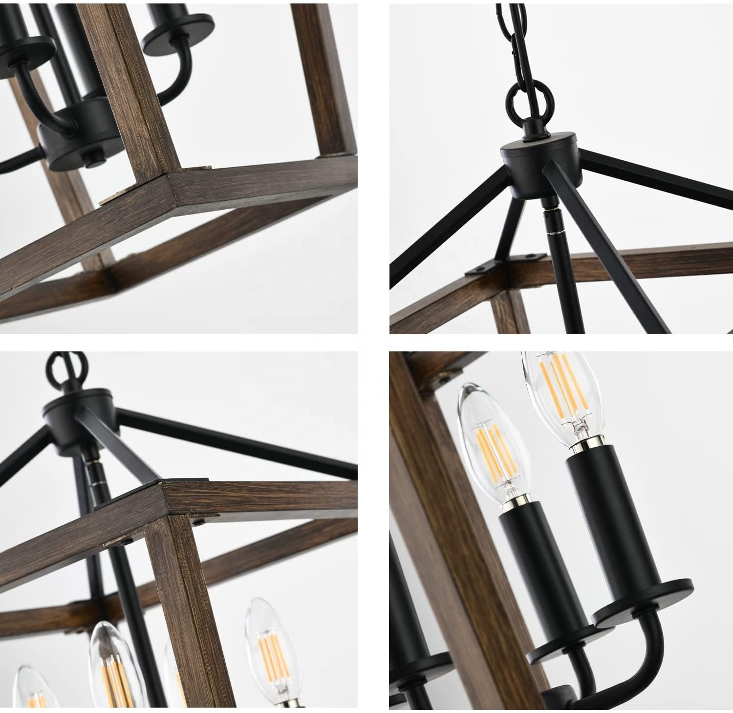 4 Lights Farmhouse Kitchen Island Lighting Dining Room Rustic Chandelier  Lantern Pendant Light for Hallway Foyer