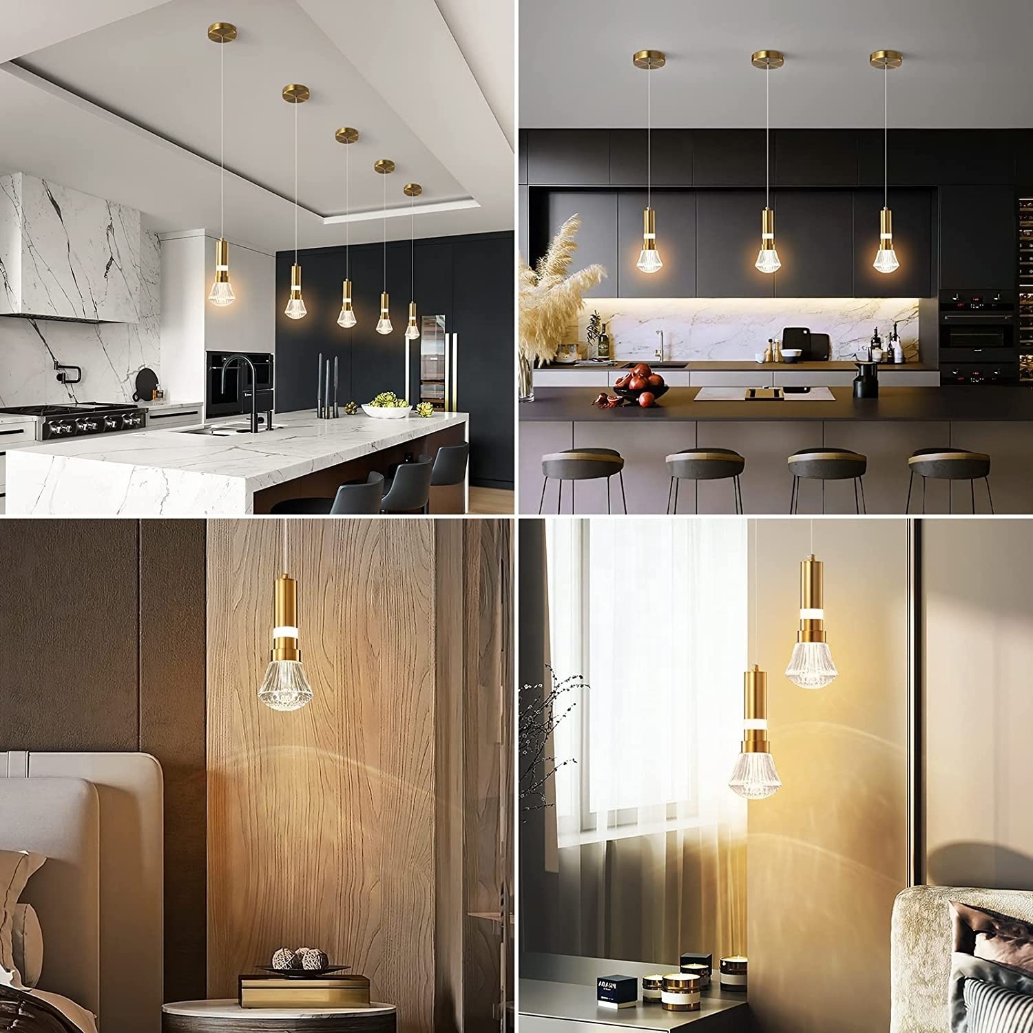 Modern Kitchen Island Pendant Lighting Dimmable LED Gold Mini Pendant Lights Kitchen Light Fixture