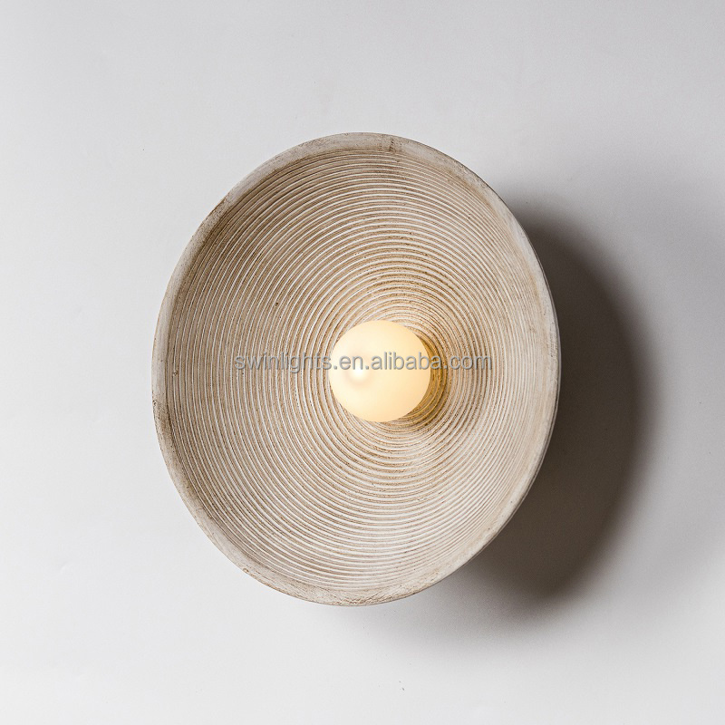 Industrial style restaurant bar decorative indoor round resin wall  Light creative glass wall lamp