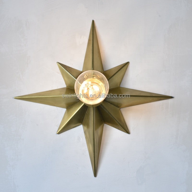 modern  star shape brass ceiling light sample wall lamp decorative lighting