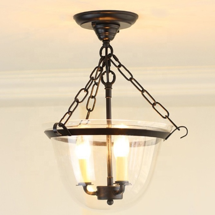 New design Hundi black 3-lights glass flush mount, entrance ceiling lamp