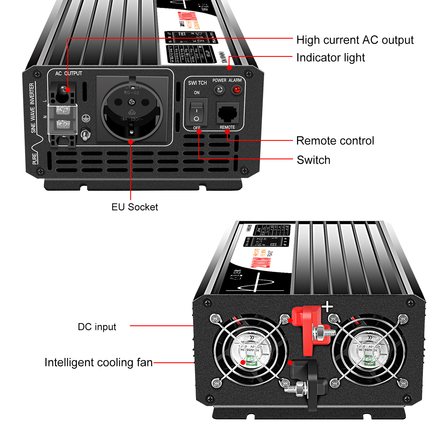 Swipower power inverter 12V inverter pure sine wave 110V 220V 1500W electric car