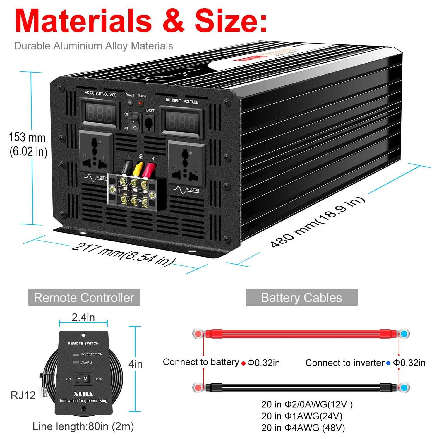 5000W solar power inverter with Universial socket DC to AC Power Inverter 60V 72V 96V to 110V China best inverters for home car