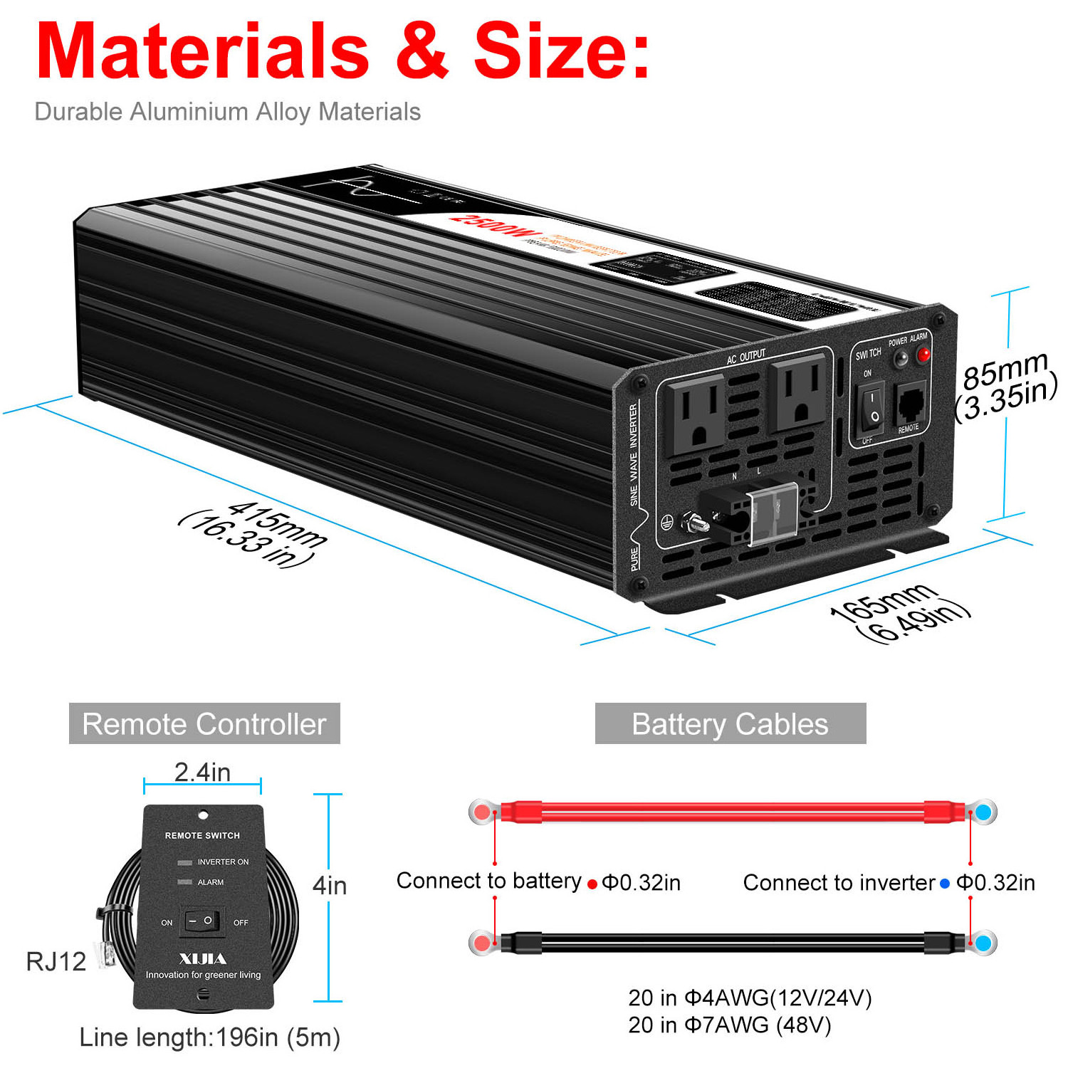 2500W 2500Watt 2.5KW 2.5KVA dc 12V 24V 48V to ac 110v 120v 220v 230v solar power inverter high frequency pure sine wave inverter