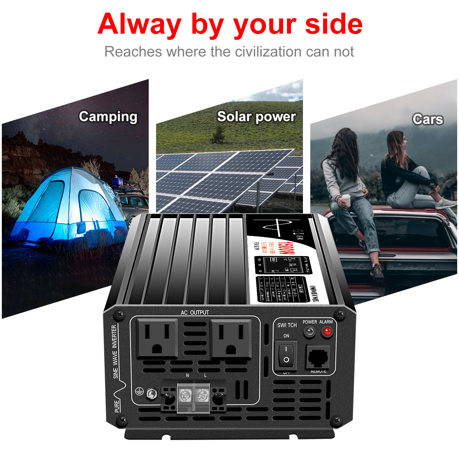 peak3000w Power Inverter Pure Sine Wave Inverter with LCD Display 1500 watt 12 volt 24V/48V to 120V/220V/240V