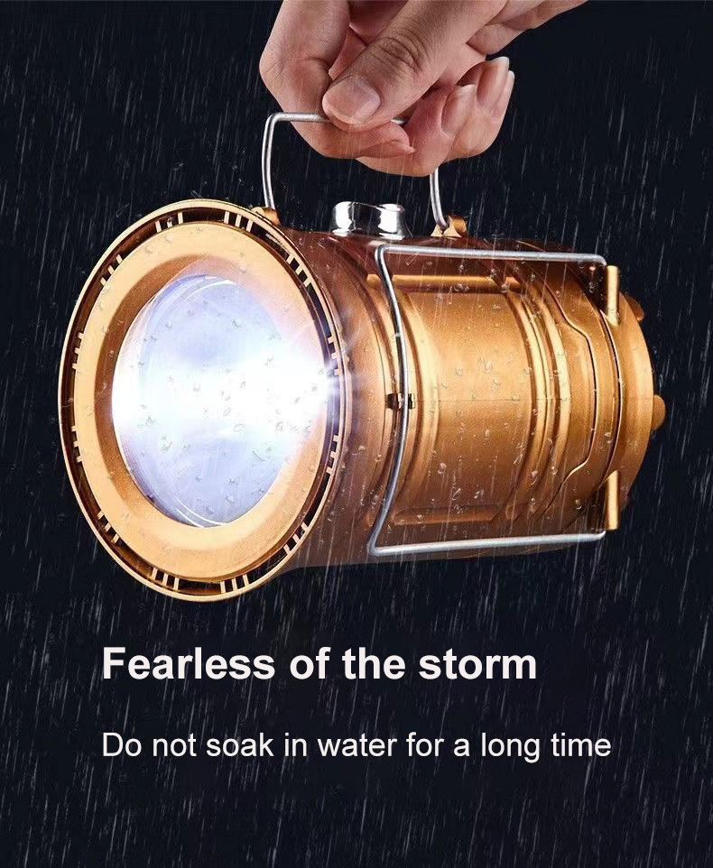 Hot Sale Collapsible Led Telescopic Light solar emergency light Camping Lantern With lithium Battery