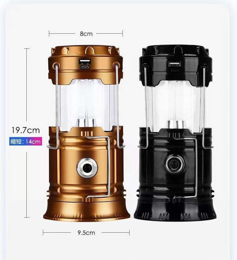 Hot Sale Collapsible Led Telescopic Light solar emergency light Camping Lantern With lithium Battery