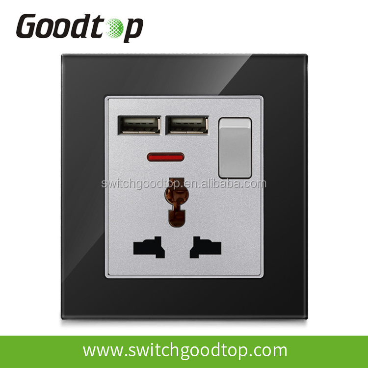 Goodtop BS-12 series 4 gang 1 way switch 4 gang 2 way electric wall switch tempered glass panel