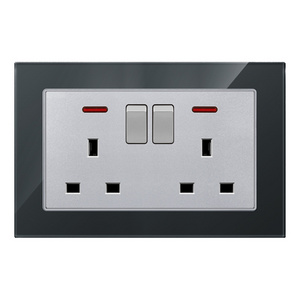 Goodtop BS-12 Series 2 gang switch 2x13A switched socket with neon,tempered glass