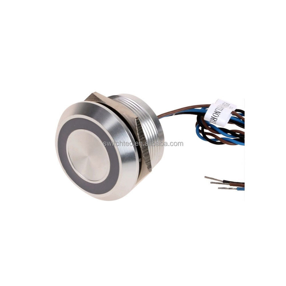 High Quality vandal resistant illuminated latching metal piezoelectric pushbutton switch with power