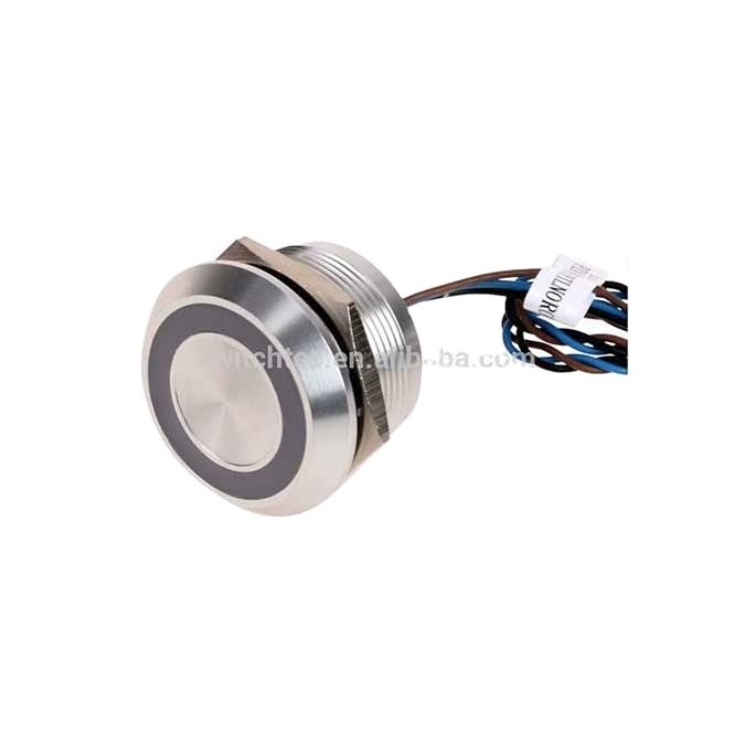 High Quality vandal resistant illuminated latching metal piezoelectric pushbutton switch with power