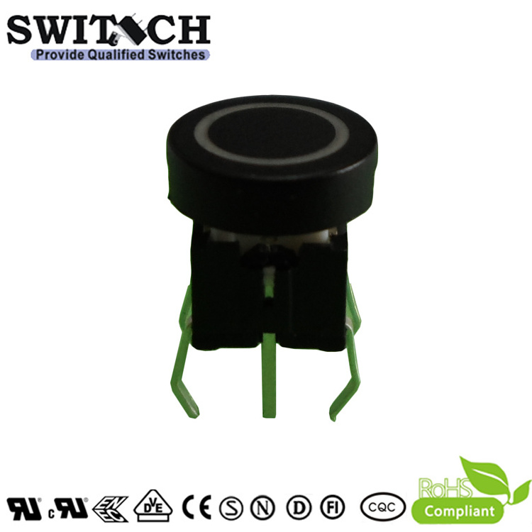 Round Green 6x6m Pcb Pins Push Button Switch Illuminated 5 Way Led Tactile Switch