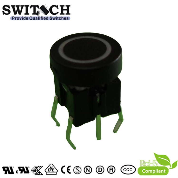 Round Green 6x6m Pcb Pins Push Button Switch Illuminated 5 Way Led Tactile Switch