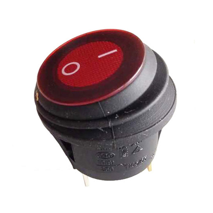 Red Fold Round Button Waterproof IP65 Led ON-OFF 3 Foot Boat Rocker Switch