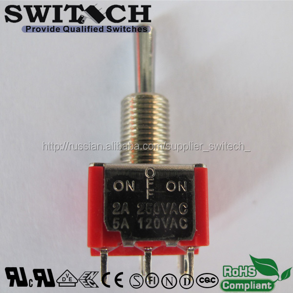 Waterproof Miniature Toggle Switch 250V Stainless Steel Actuator Toggle Switch