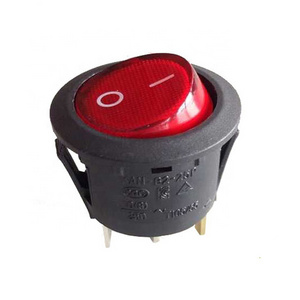 13A SPST Round Illuminated Rocker Switch with 125VAC lamp indicate