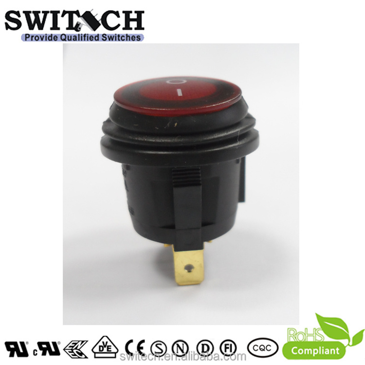 Red Fold Round Button Waterproof IP65 Led ON-OFF 3 Foot Boat Rocker Switch