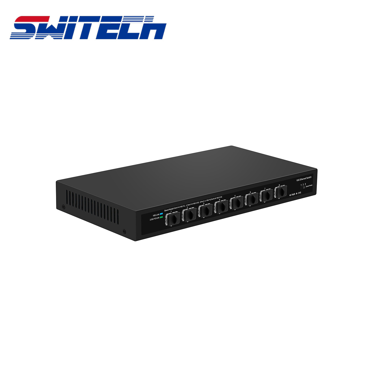 8 Port Full 10G SFP+ Ethernet Switch support 1.25G/2.5G/10G Supports one click code dialing and three speed switching