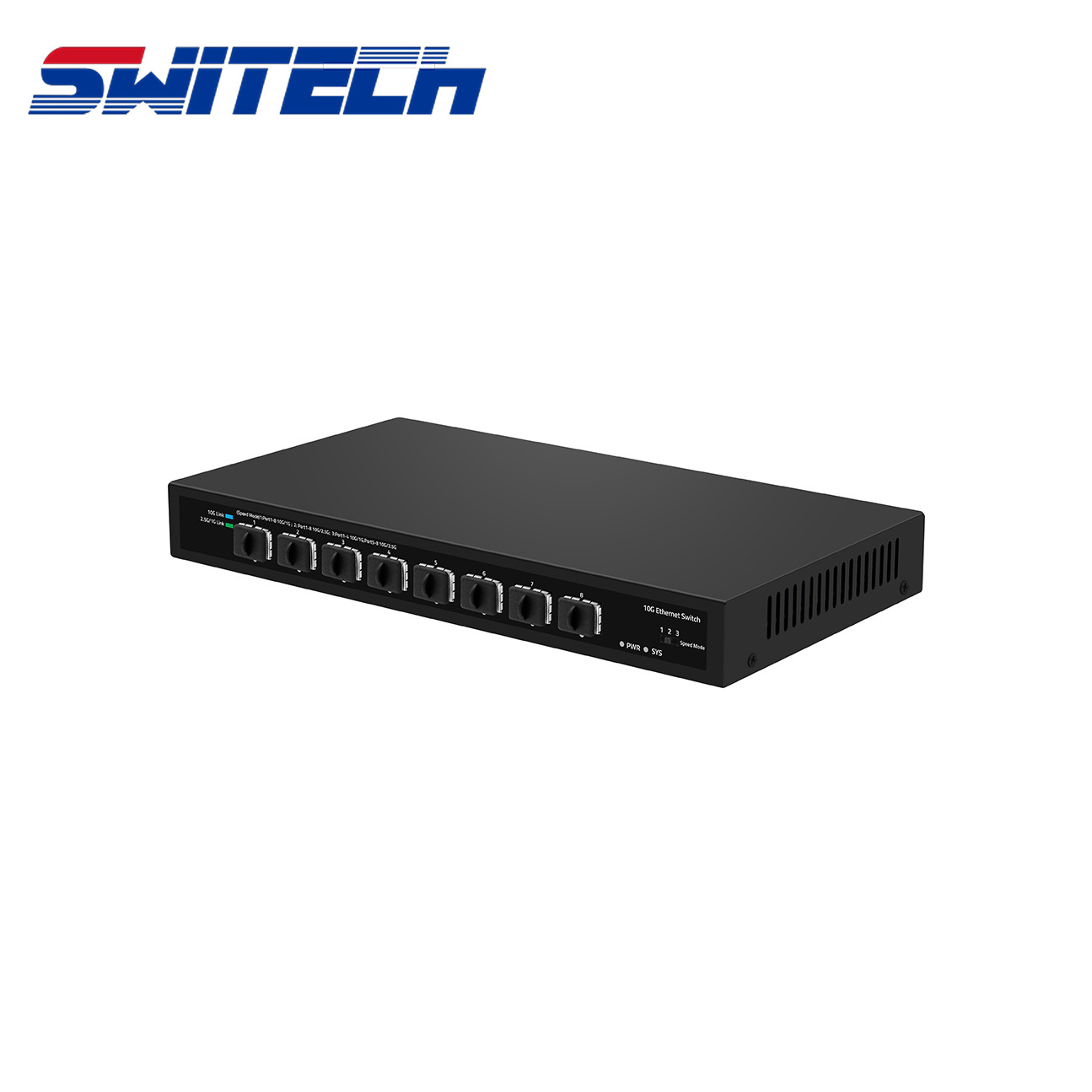 8 Port Full 10G SFP+ Ethernet Switch support 1.25G/2.5G/10G Supports one click code dialing and three speed switching