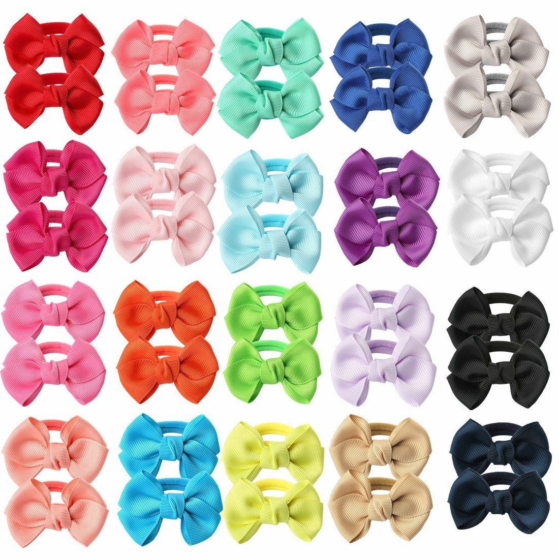 20 Colour Boutique Hair Bows Tie Baby Girls Kids Hair Bow Band Children Rubber Band Ribbon Hair bands