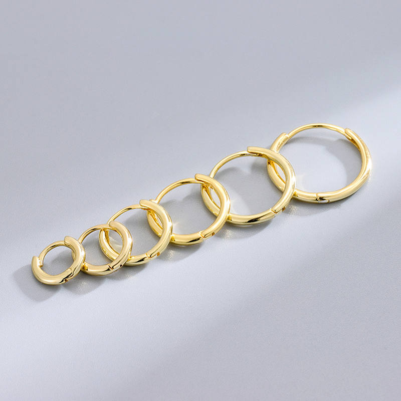 Simple Hoops Small Large Earrings S925 Sterling Silver 10/12/14/16/18/20mm Huggie Earrings 18K Gold Plated Hypoallergenic Hoops