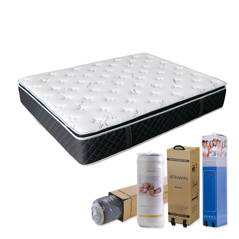 Vacuum Roll Up Packing Wholesale Queen King Size Memory Foam Pocket Spring Mattress In A Box