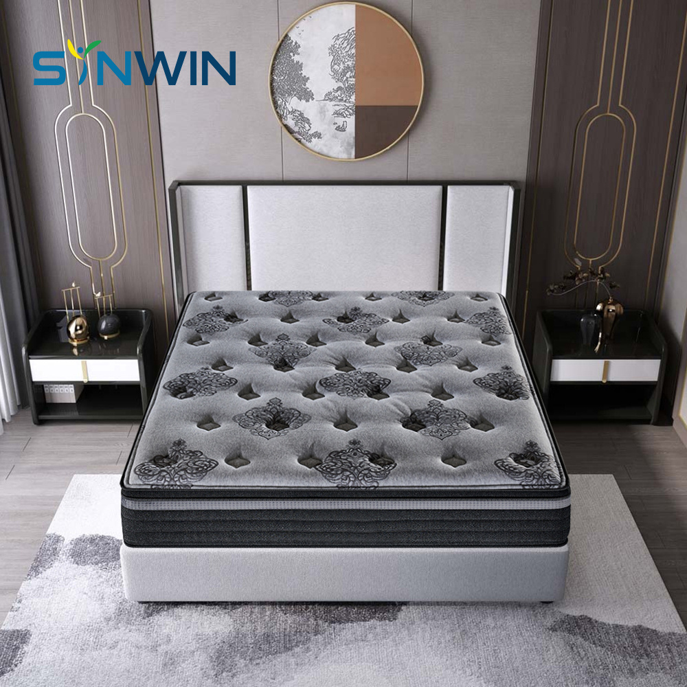 Vacuum rolled up in a box new high density micro coil soft cooling gel memory foam pocket spring hybrid orthopedic mattress bed