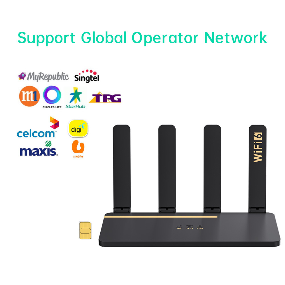 High Speed 300Mbps Dual Band 2.4G Wifi6 Lte Cpe Routers Wireless Wifi6 4G Router With Sim Card Slot